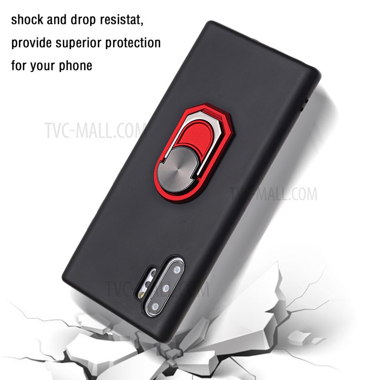 Black Armor Series Kickstand Silicone Case Shell for Samsung Galaxy Note 10 Plus 5G/Note 10 Plus - Black / Red-3