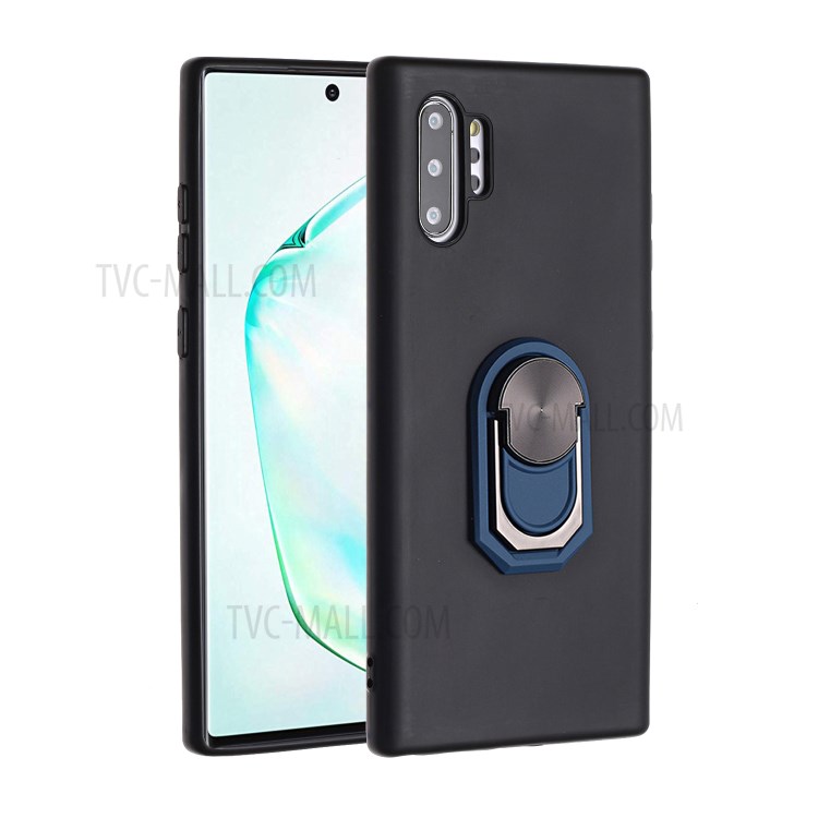 Black Armor Series Kickstand Silicone Case Shell for Samsung Galaxy Note 10 Plus 5G/Note 10 Plus - Black / Blue-1