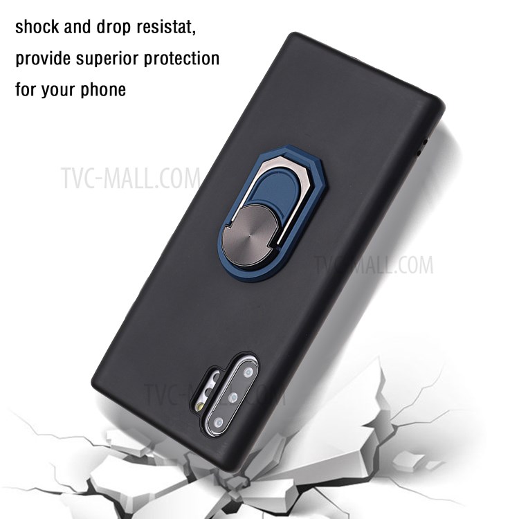 Black Armor Series Kickstand Silicone Case Shell for Samsung Galaxy Note 10 Plus 5G/Note 10 Plus - Black / Blue-3
