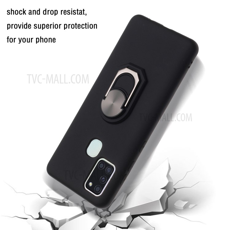 Macia Tampa Da Caixa De Telefone De Silicone Com Kickstand Para A21s Samsung Galaxy - Preto-3