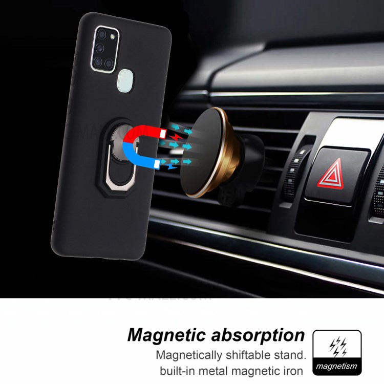 Macia Tampa Da Caixa De Telefone De Silicone Com Kickstand Para A21s Samsung Galaxy - Preto-5