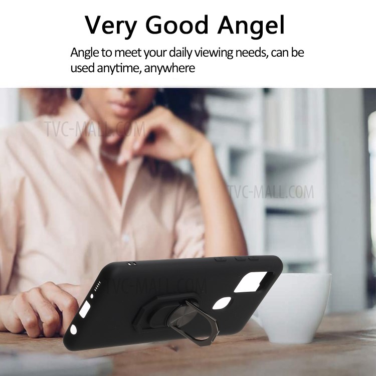 Macia Tampa Da Caixa De Telefone De Silicone Com Kickstand Para A21s Samsung Galaxy - Preto-6