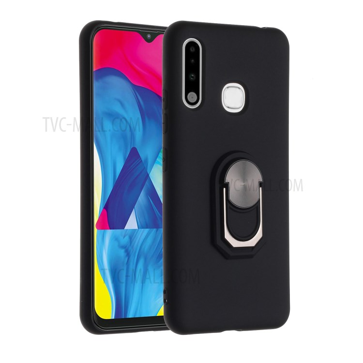 Kickstand Silicone Shell Phone Case (Built-in Metal Sheet) for Samsung Galaxy A70e - Black-1