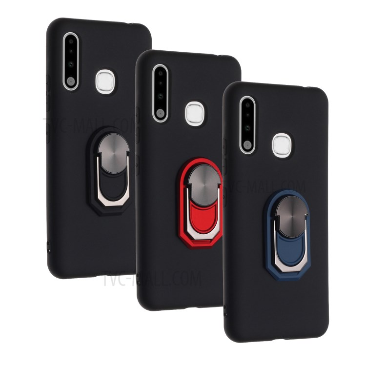 Kickstand Silicone Shell Phone Case (Built-in Metal Sheet) for Samsung Galaxy A70e - Black-7
