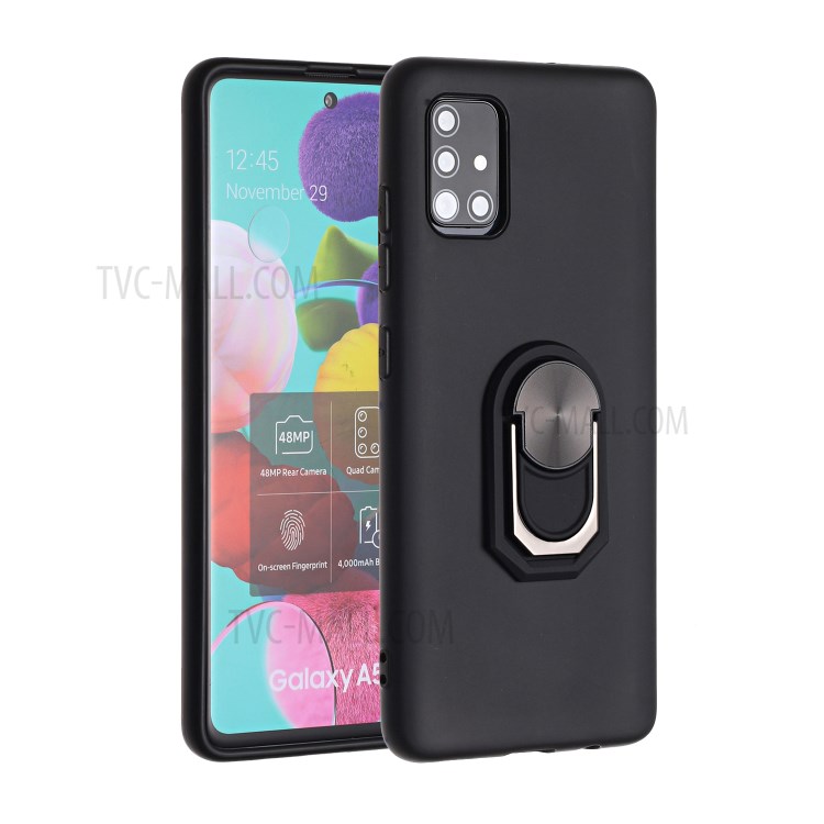 Kickstand Macio Tampa Da Caixa De Telefone De Silicone Para Samsung Galaxy A71 SM-A715 - Preto-1