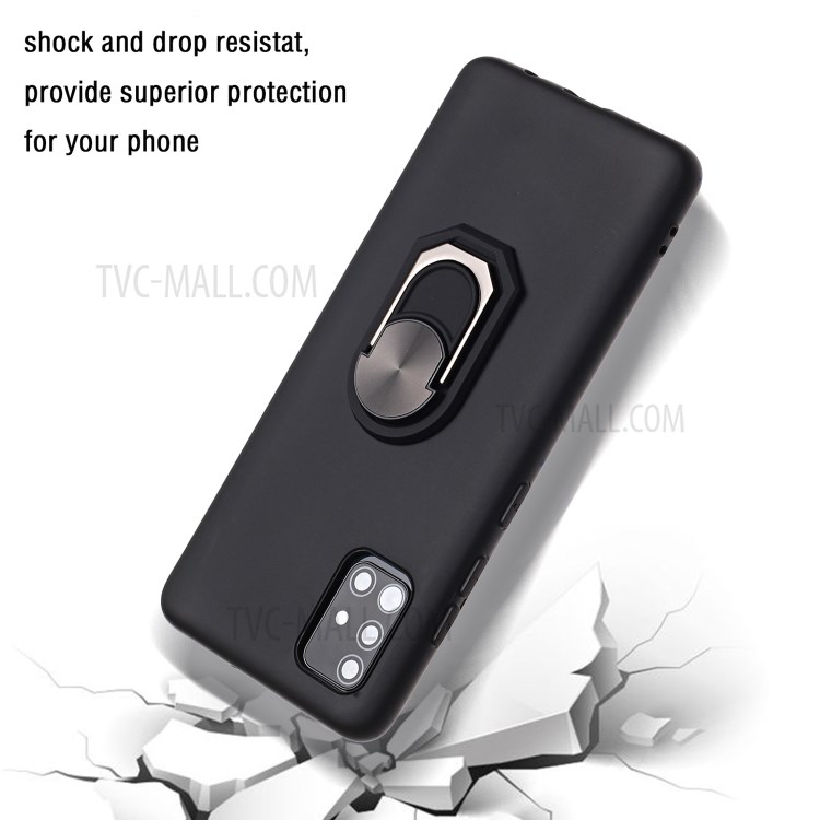 Kickstand Macio Tampa Da Caixa De Telefone De Silicone Para Samsung Galaxy A71 SM-A715 - Preto-3