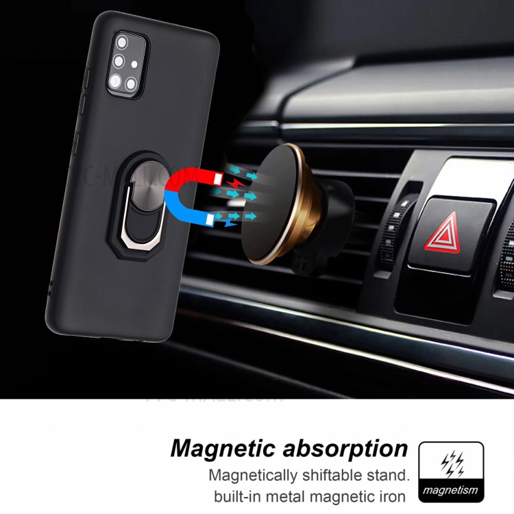 Kickstand Macio Tampa Da Caixa De Telefone De Silicone Para Samsung Galaxy A71 SM-A715 - Preto-5