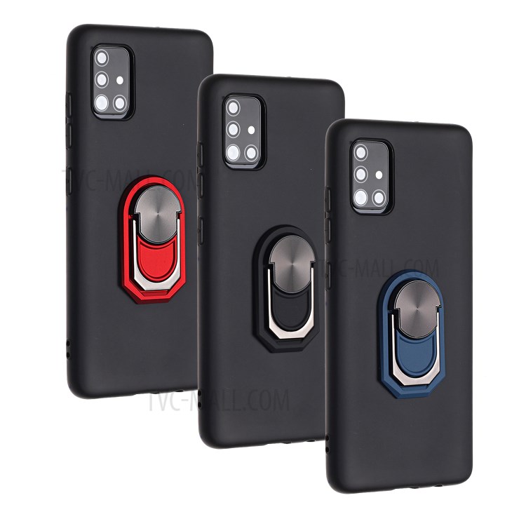 Kickstand Macio Tampa Da Caixa De Telefone De Silicone Para Samsung Galaxy A71 SM-A715 - Preto-7