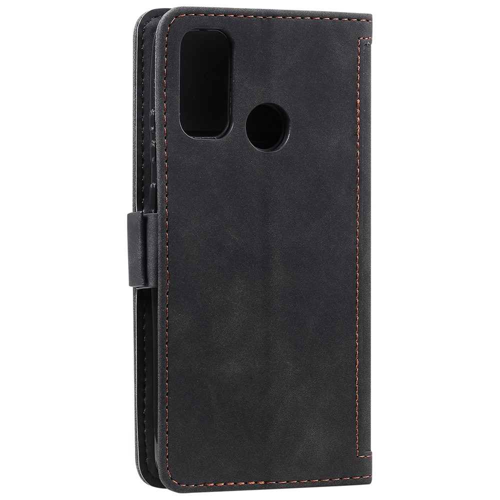 Vintage Splicing Style Cover Stand Leather Flip Shell for Samsung Galaxy A21s - Black-4