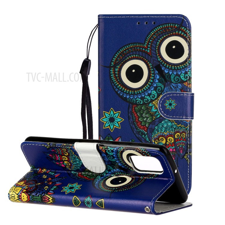 Embossed Pattern Printing Wallet Leather Stand Case for Samsung Galaxy A41 (Global Version) - Owl-2