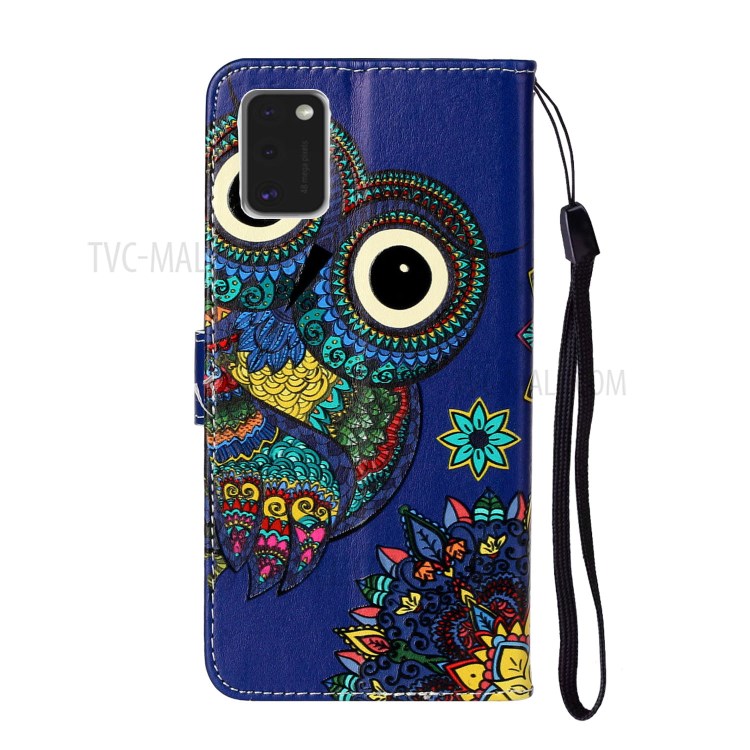 Embossed Pattern Printing Wallet Leather Stand Case for Samsung Galaxy A41 (Global Version) - Owl-4