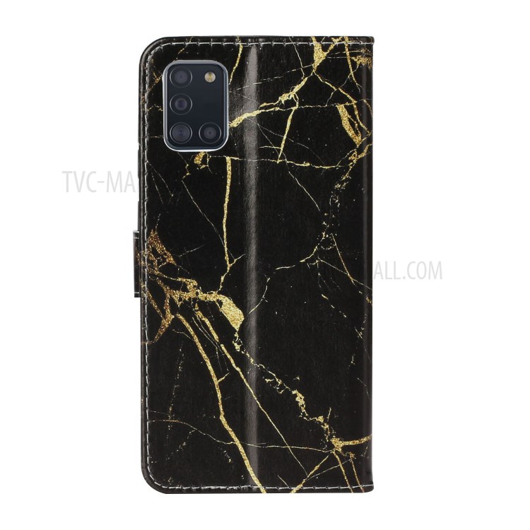 Pattern Printing Wallet Leather Protector Cover for Samsung Galaxy A31 - Black Marble-4