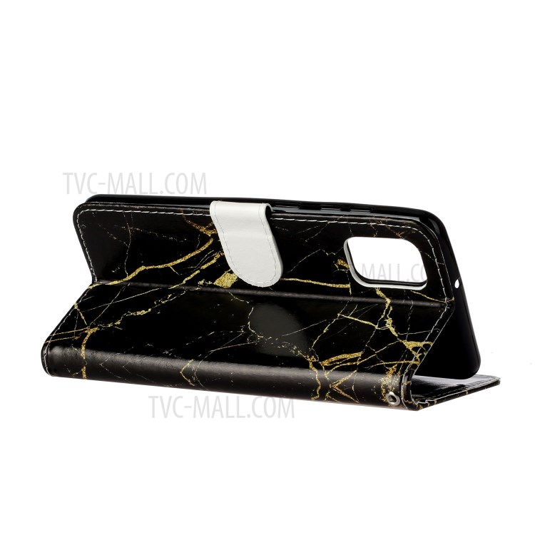 Pattern Printing Wallet Leather Protector Cover for Samsung Galaxy A31 - Black Marble-5