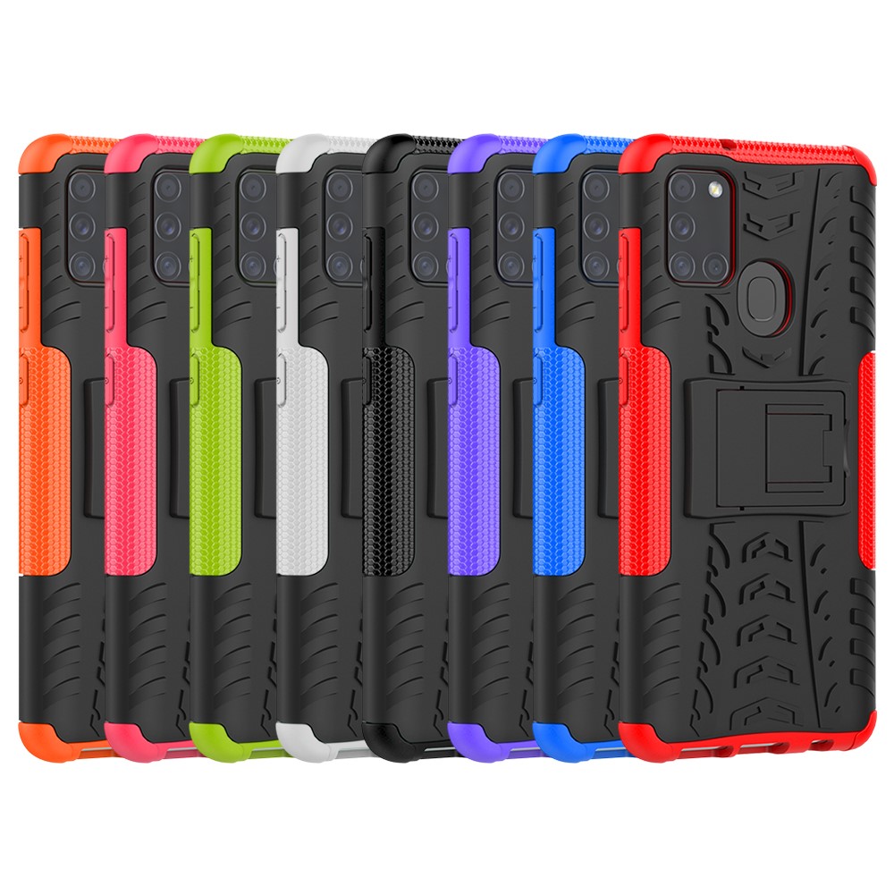 Refroidir Modèle De Pneu PC + Étui TPU Téléphone Pour Samsung Galaxy Béquille A21s - Noir-10