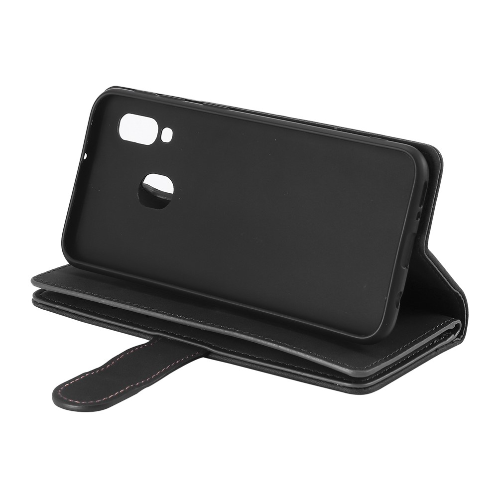 Poche À Fermeture Éclair 9 Fentes Porte-cartes De Portefeuille En Cuir Pour Samsung Galaxy A20E - Noir-10