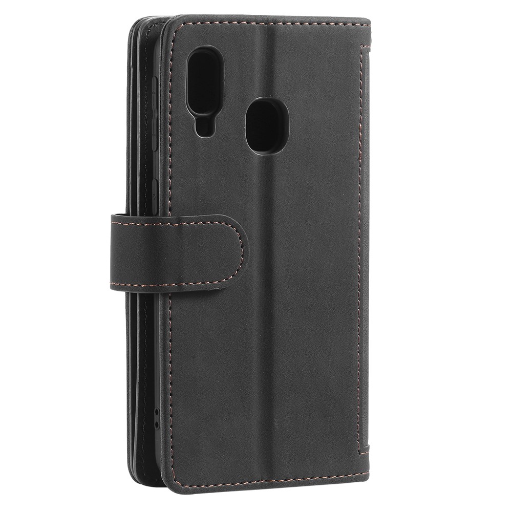 Zipper Pocket 9 Card Slots Leather Wallet Case for Samsung Galaxy A20e - Black-8