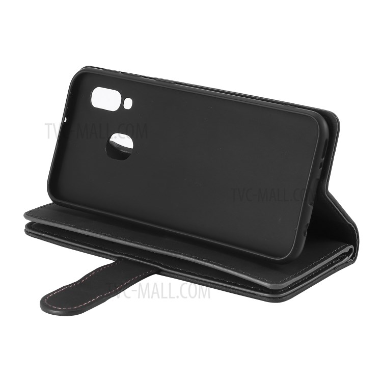 Poche À Fermeture Éclair 9 Fentes Porte-cartes De Portefeuille En Cuir Pour Samsung Galaxy A40 - Noir-9