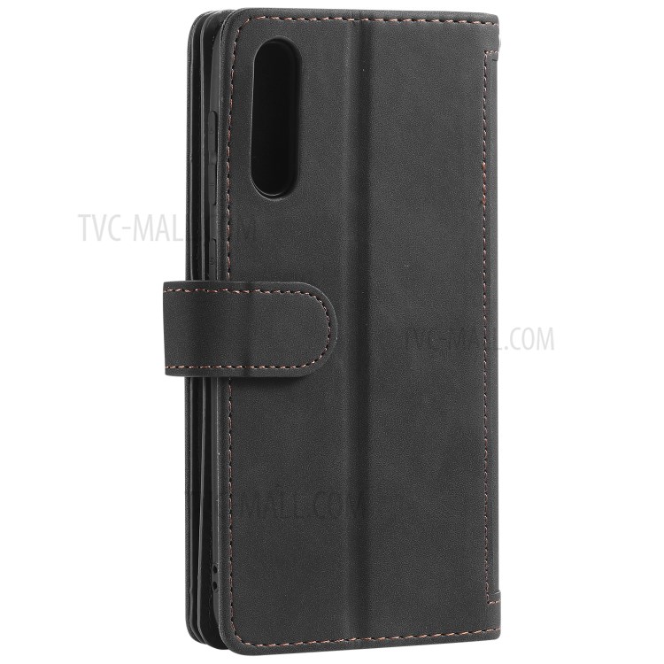 Zipper Pocket 9 Card Slots Leather Wallet Case for Samsung Galaxy A50 - Black-4