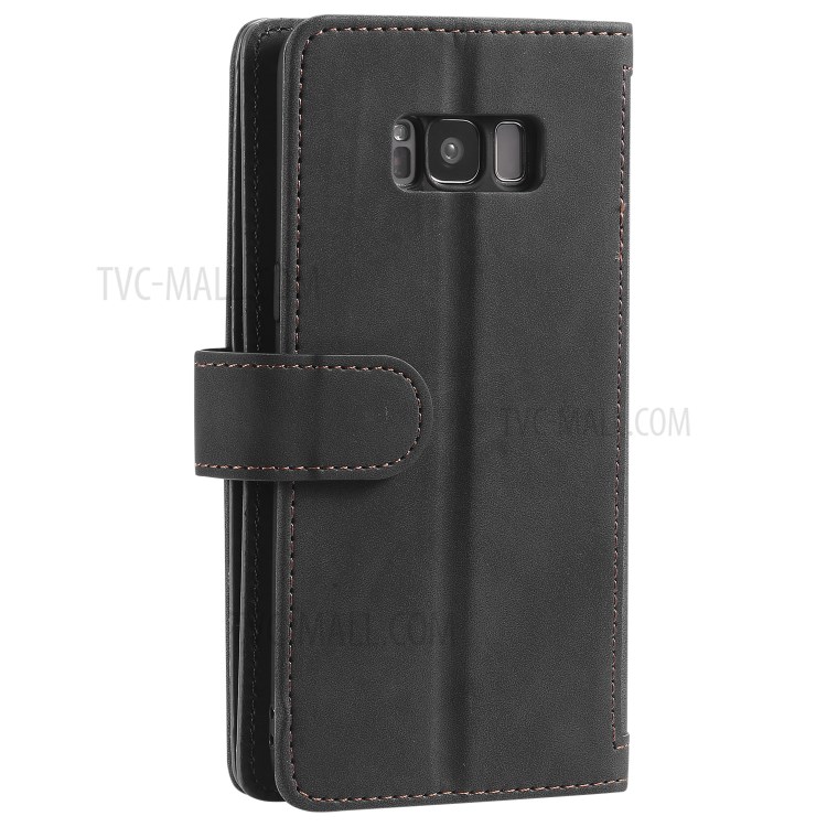 Bolso Com Zíper 9 Cartão Caso Ranhuras Carteira De Couro Suporte Para Samsung Galaxy S8 - Preto-11