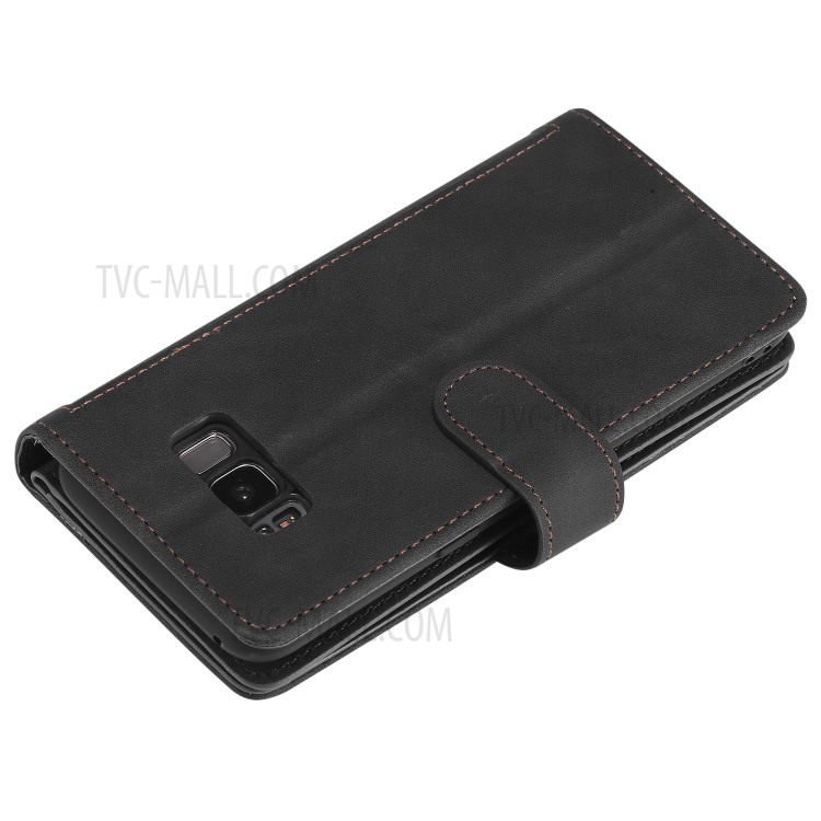 Bolso Com Zíper 9 Cartão Caso Ranhuras Carteira De Couro Suporte Para Samsung Galaxy S8 - Preto-4