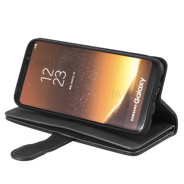 Bolso Com Zíper 9 Cartão Caso Slots De Couro Shell Carteira Para Samsung Galaxy S8 + / S8 Mais - Preto-6