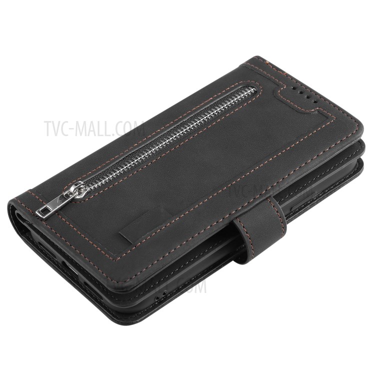 Zipper Pocket 9 Card Slots Leather Wallet Stand Case for Samsung Galaxy S20 Ultra - Black-11