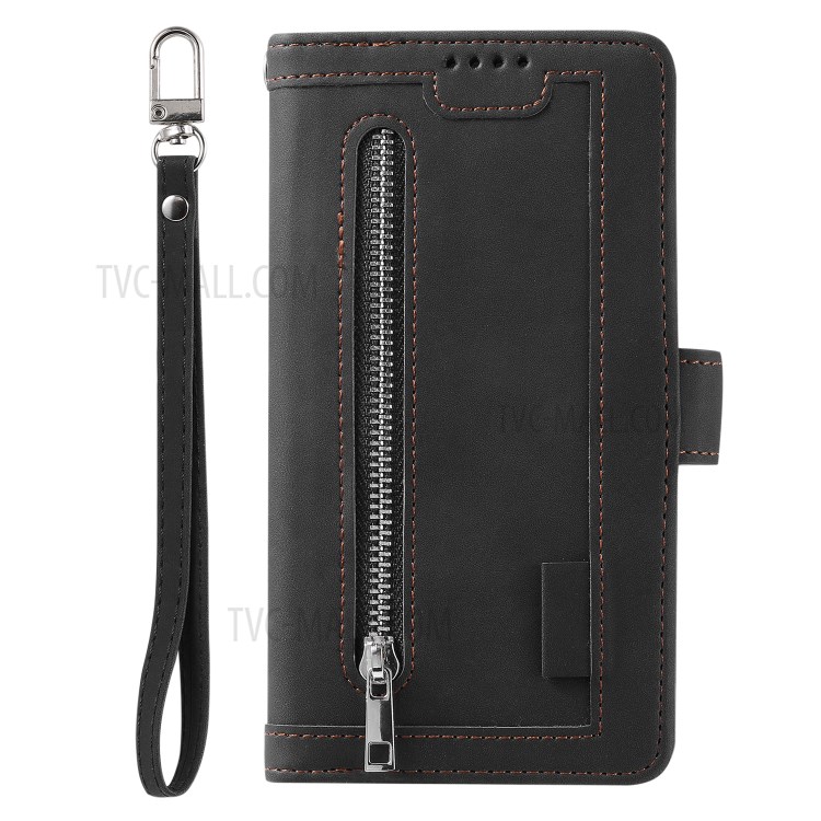 Zipper Pocket 9 Card Slots Leather Wallet Stand Case for Samsung Galaxy S20 Ultra - Black-3