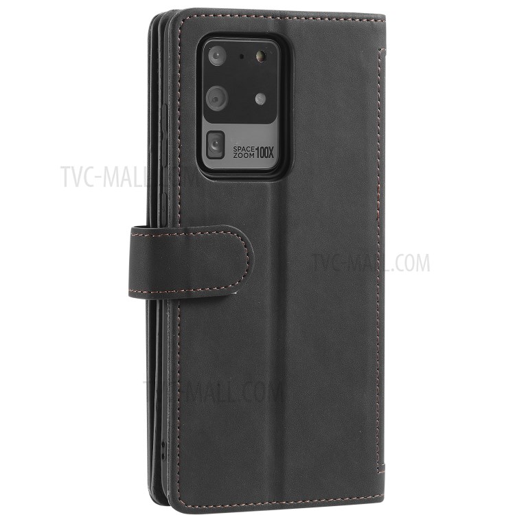 Zipper Pocket 9 Card Slots Leather Wallet Stand Case for Samsung Galaxy S20 Ultra - Black-5