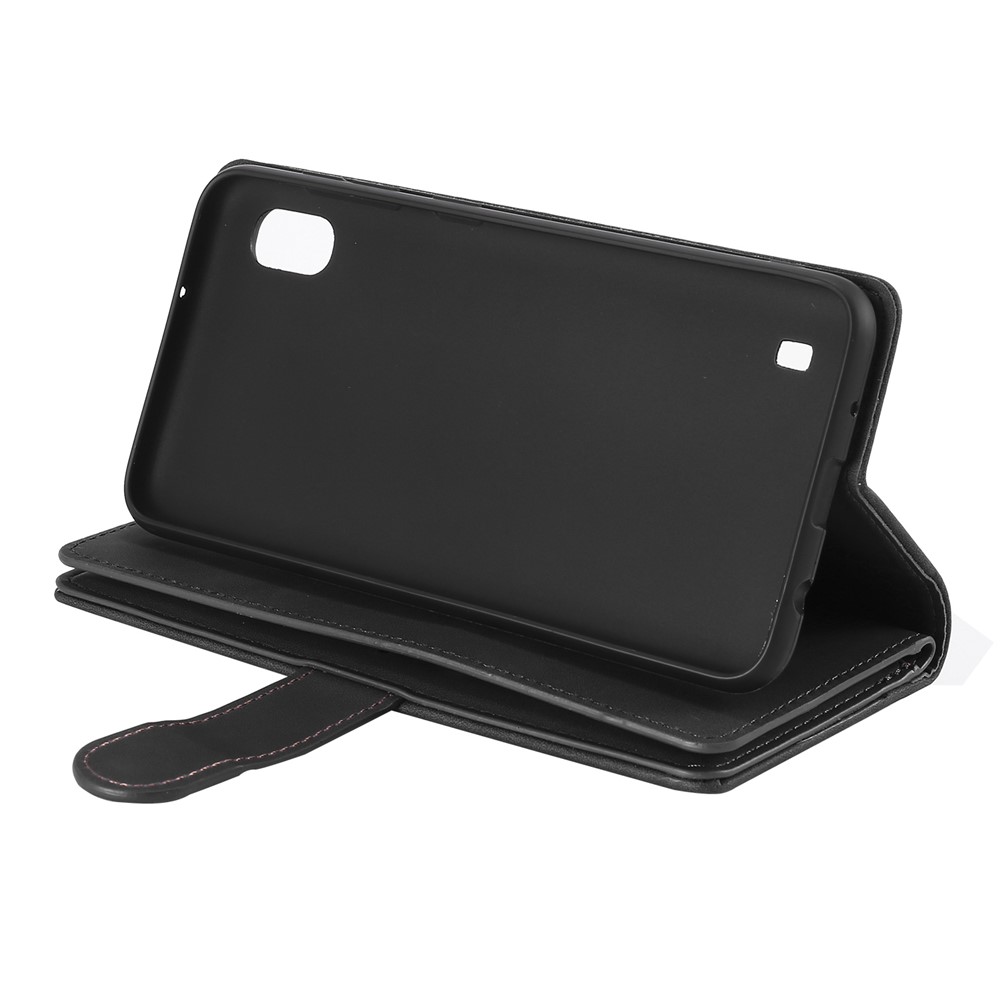 Bolsillo Con Cremallera 9 Tarjeta De Cubierta De La Carpeta Ranuras De Cuero Para Samsung Galaxy A10 - Negro-10