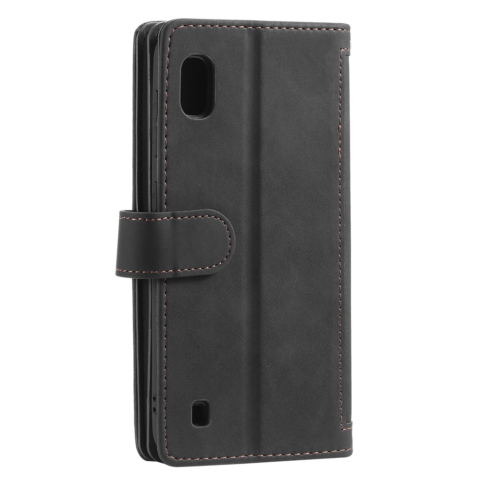 Bolsillo Con Cremallera 9 Tarjeta De Cubierta De La Carpeta Ranuras De Cuero Para Samsung Galaxy A10 - Negro-8