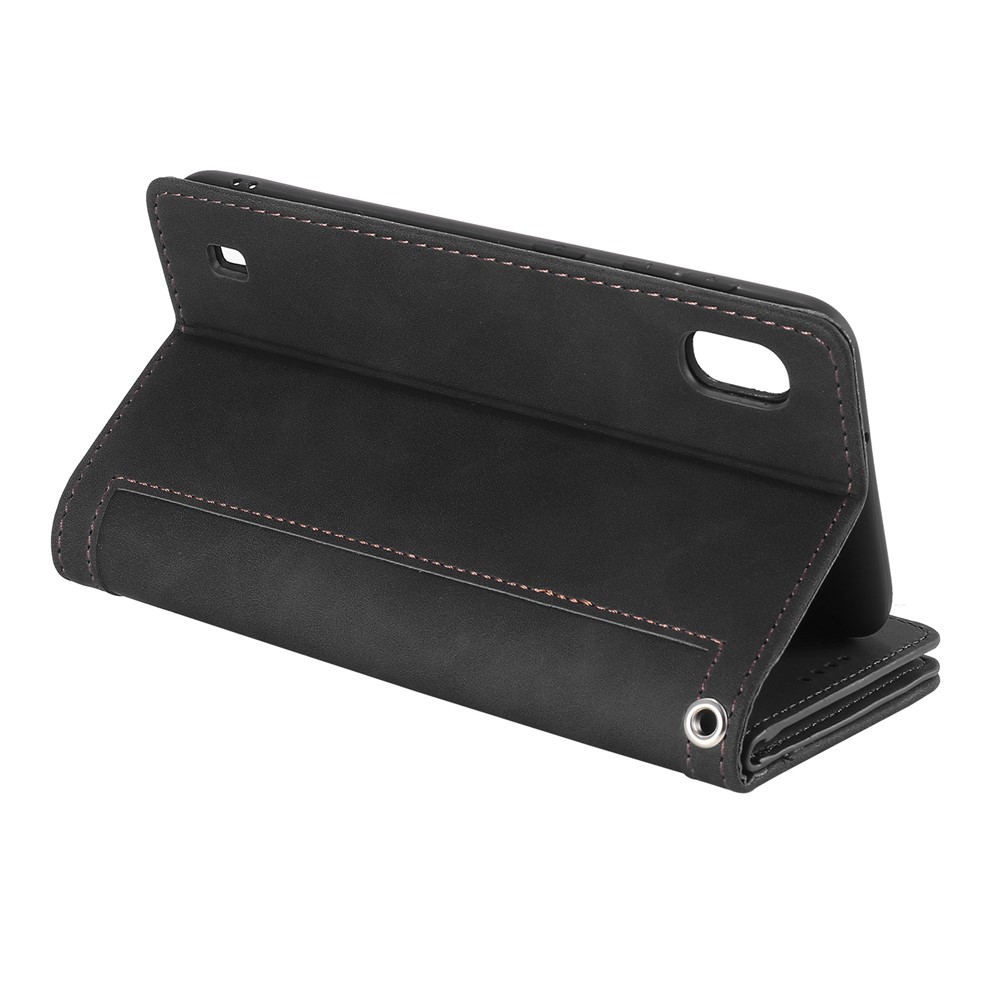 Bolsillo Con Cremallera 9 Tarjeta De Cubierta De La Carpeta Ranuras De Cuero Para Samsung Galaxy A10 - Negro-9