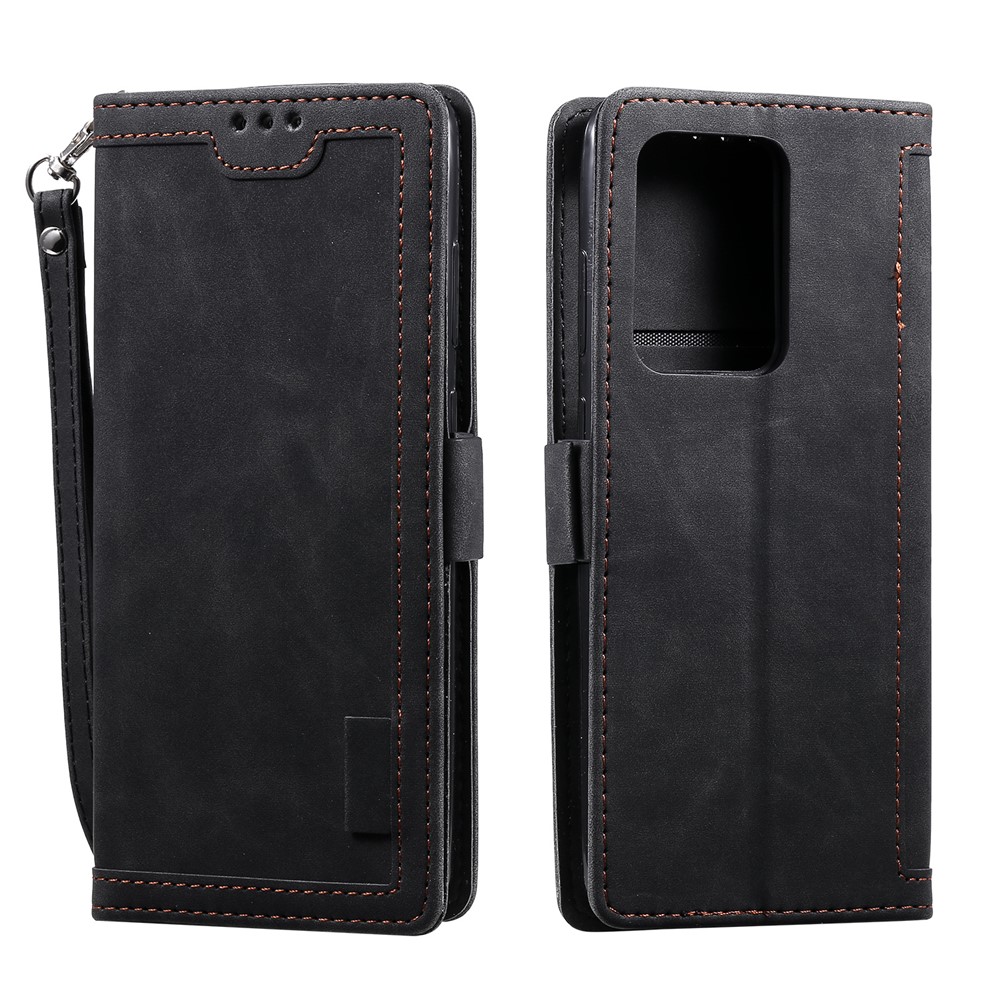 Retro Splicing Style Wallet Stand Flip Leather Case for Samsung Note 20 Ultra / Note 20 Ultra 5G - Black-2