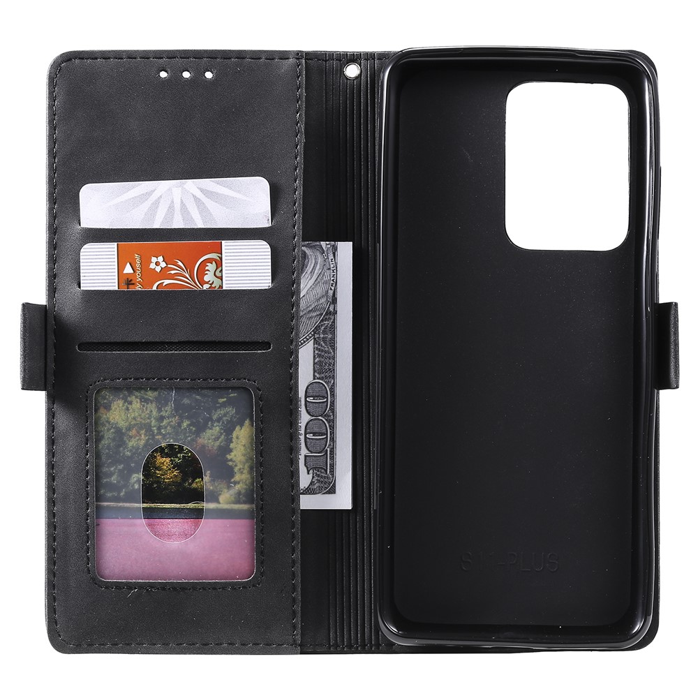 Retro Splicing Style Wallet Stand Flip Leather Case for Samsung Note 20 Ultra / Note 20 Ultra 5G - Black-6