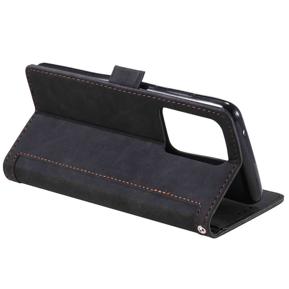 Retro Splicing Style Wallet Stand Flip Leather Case for Samsung Note 20 Ultra / Note 20 Ultra 5G - Black-7