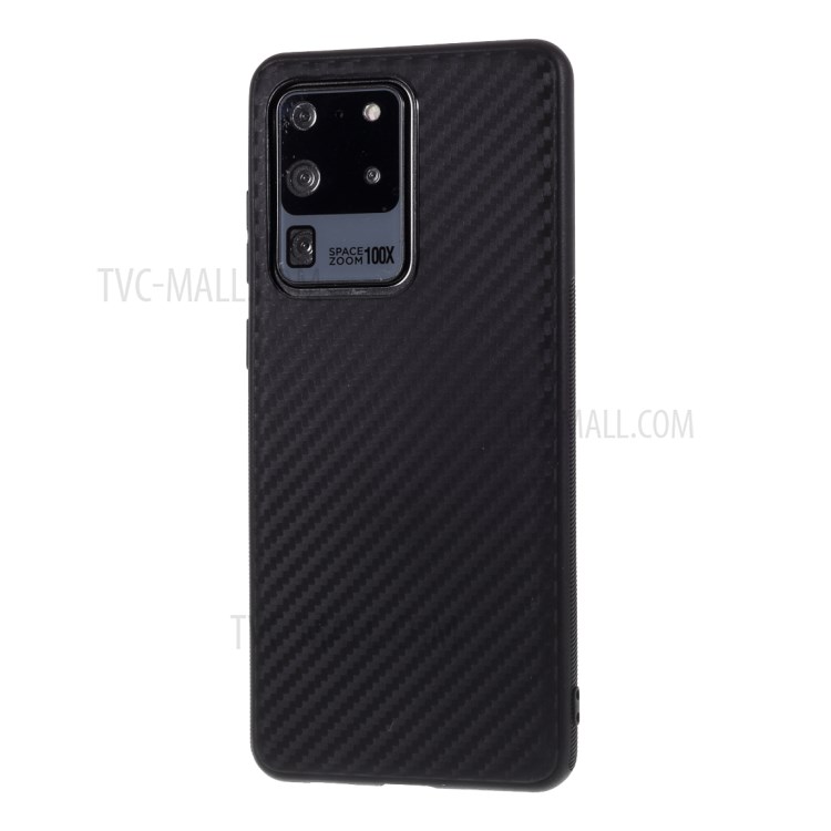 Caso De Fibra De Carbono Para TPU Samsung Galaxy S20 De Ultra - Preto-2