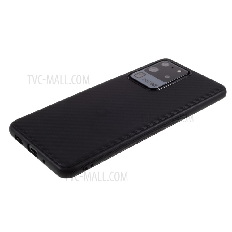 Caso De Fibra De Carbono Para TPU Samsung Galaxy S20 De Ultra - Preto-5
