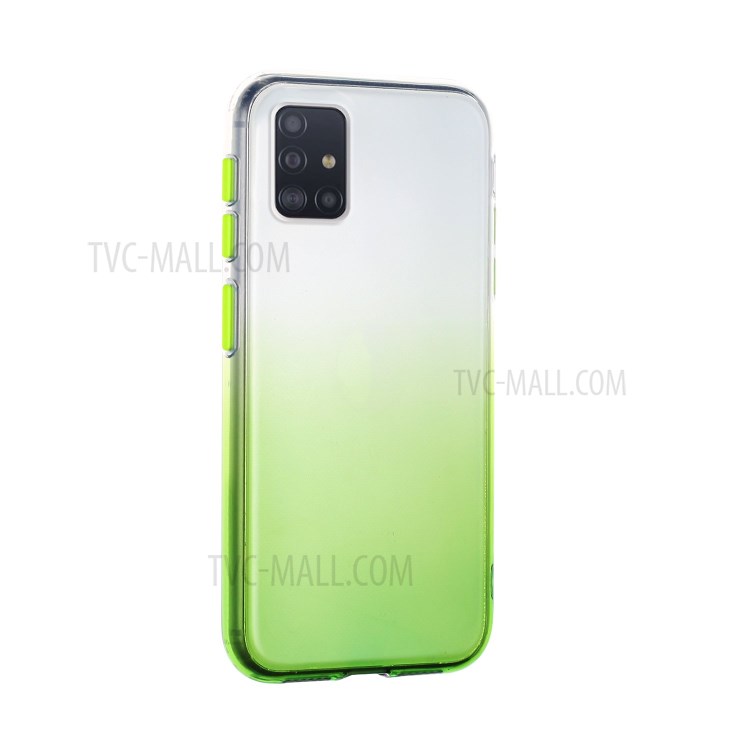 Gradiente De Cor Shell TPU Botão De Bloqueio Para Samsung Galaxy A51 SM-A515 - Verde-2