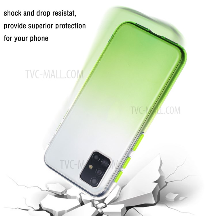 Gradiente De Cor Shell TPU Botão De Bloqueio Para Samsung Galaxy A51 SM-A515 - Verde-3