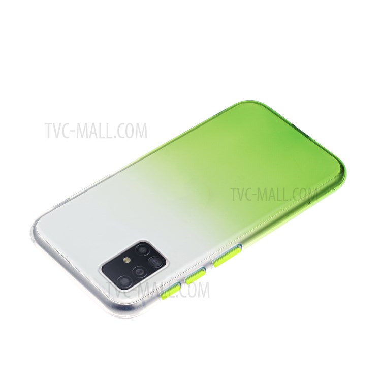 Gradiente De Cor Shell TPU Botão De Bloqueio Para Samsung Galaxy A51 SM-A515 - Verde-4