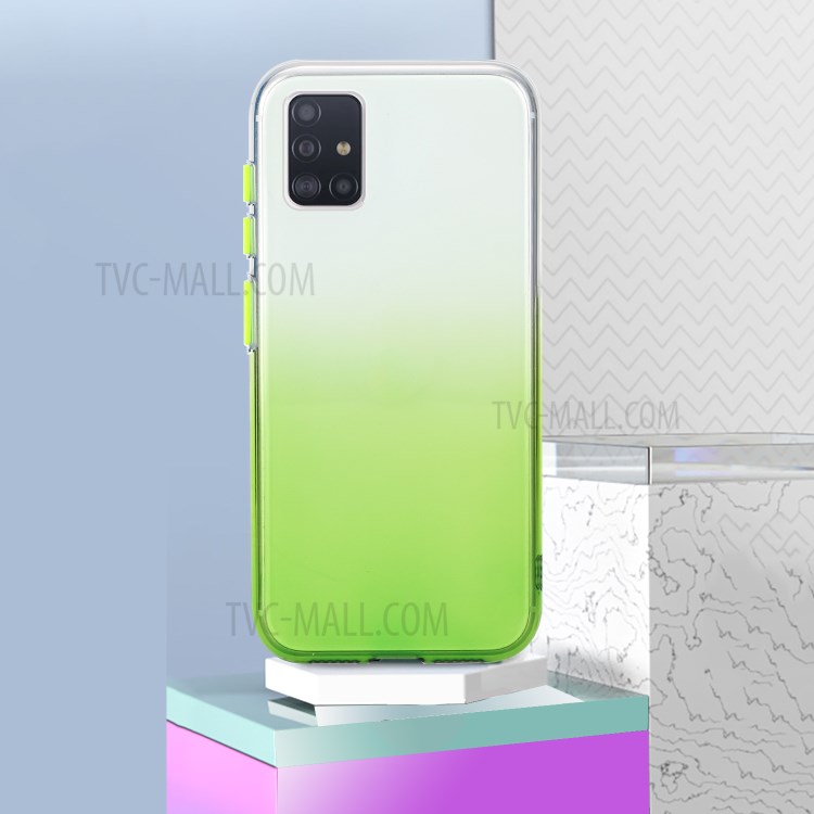 Gradiente De Cor Shell TPU Botão De Bloqueio Para Samsung Galaxy A51 SM-A515 - Verde-6