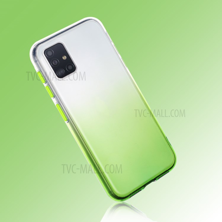 Gradient Color Blocking with Button TPU Shell for Samsung Galaxy A71 SM-A715 - Green-5