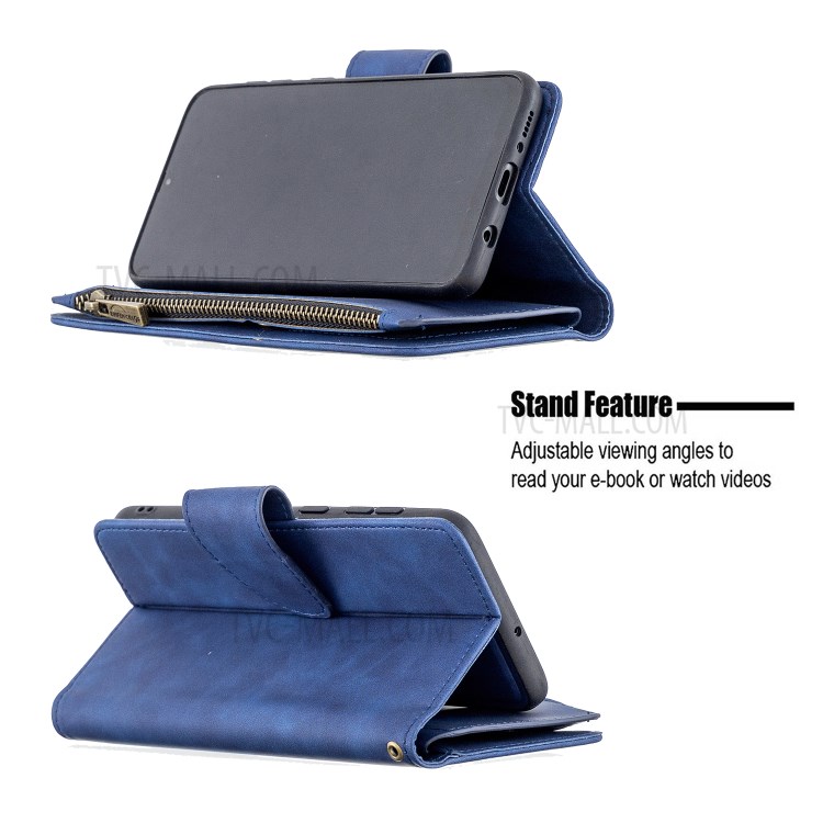 Com Fecho Shell De Couro Estilo Elegante Para Samsung Galaxy A30s / A50 / A50s - Azul-10