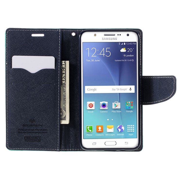 MERCURY GOOSPERY Fancy Diary Leather Case for Samsung Galaxy J5 (2016) - Cyan-4