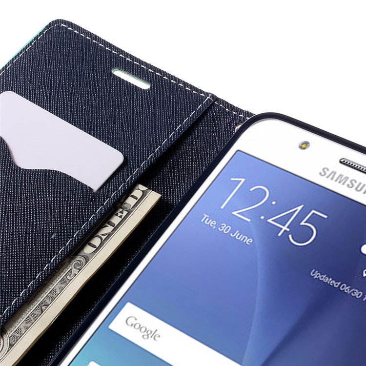 MERCURY GOOSPERY Fancy Diary Leather Case for Samsung Galaxy J5 (2016) - Cyan-9