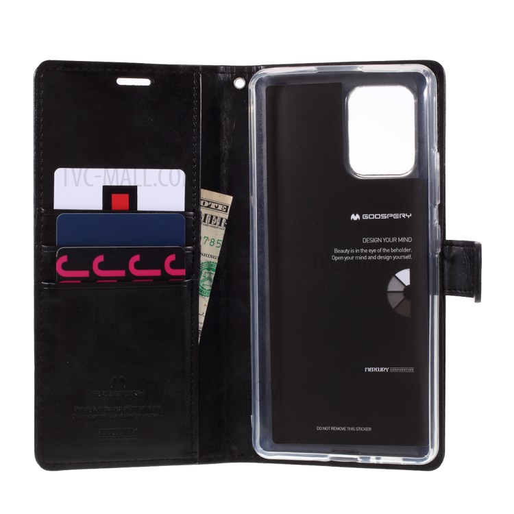 MERCURY GOOSPERY Blue Moon Wallet Leather Cover with Stand for Samsung Galaxy A91/S10 Lite - Black-9