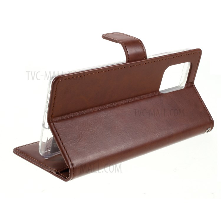 MERCURY GOOSPERY Blue Moon Wallet Leather Cover with Stand for Samsung Galaxy A91/S10 Lite - Brown-5