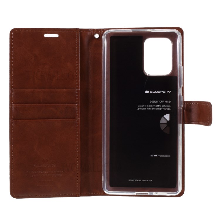 MERCURY GOOSPERY Blue Moon Wallet Leather Cover with Stand for Samsung Galaxy A91/S10 Lite - Brown-7