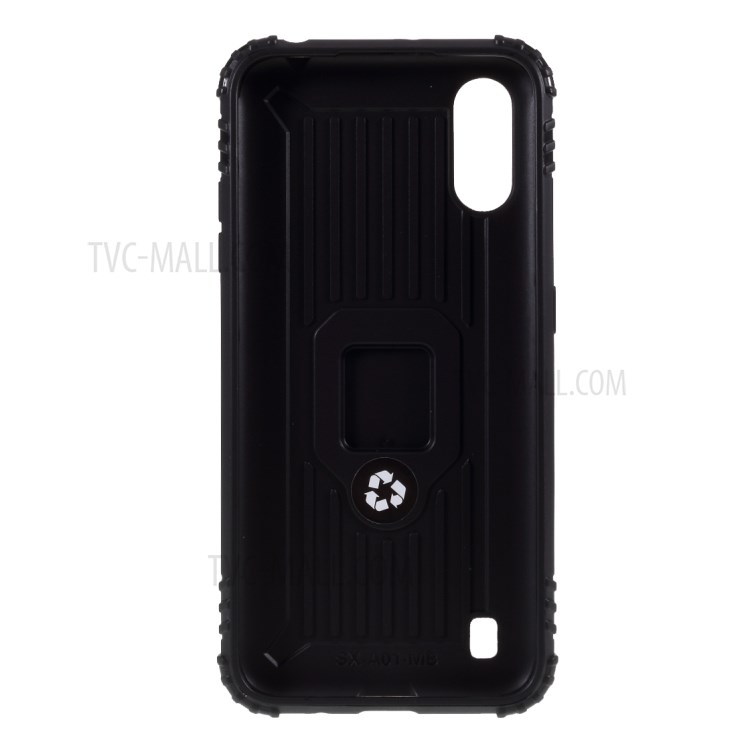 Finger Ring Kickstand TPU Phone Case Protective Shell for Samsung Galaxy A01 (US version) - Black-3