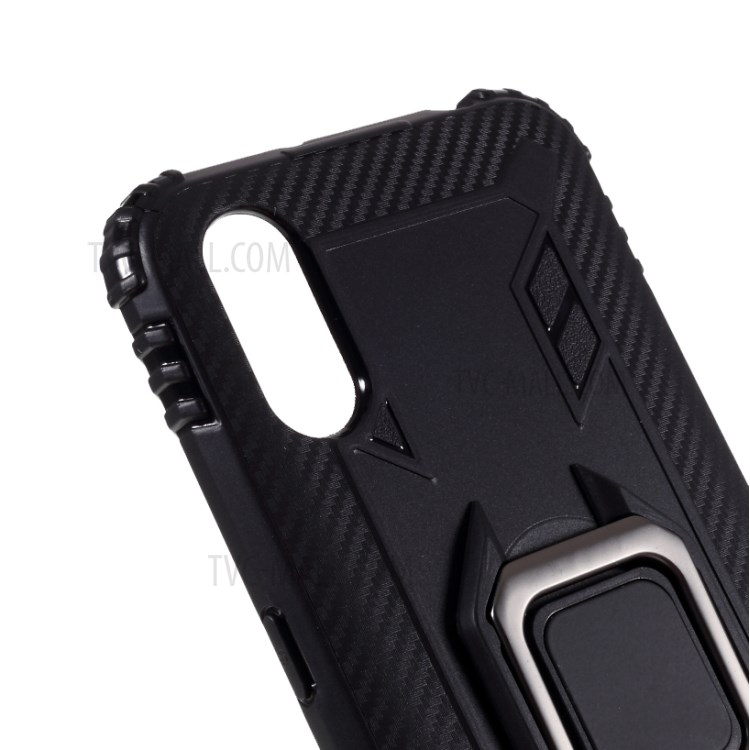 Finger Ring Kickstand TPU Phone Case Protective Shell for Samsung Galaxy A01 (US version) - Black-4