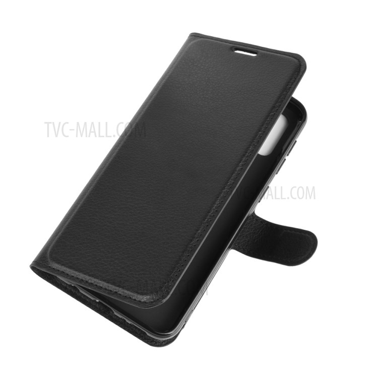 Litchi Texture Wallet Stand Leather Shell Cover for Samsung Galaxy M31 - Black-3